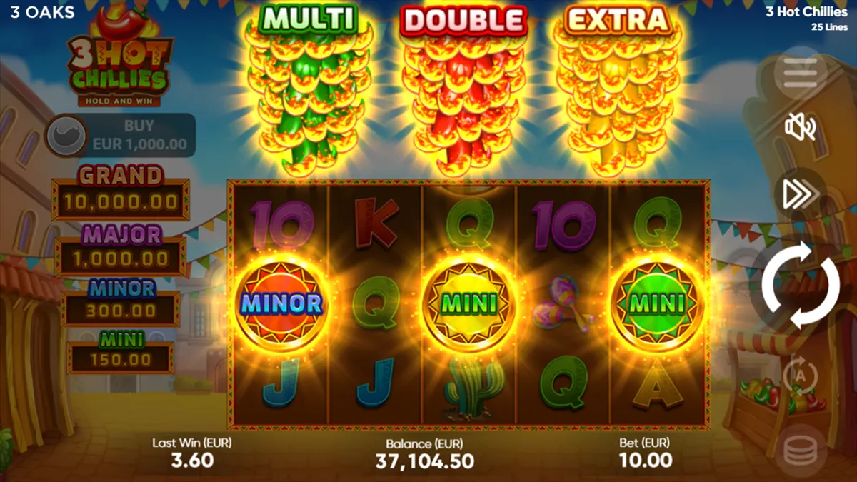 3 Hot Chillies Hrací automat 3 Hot Chillies Hold and Win s jackpoty