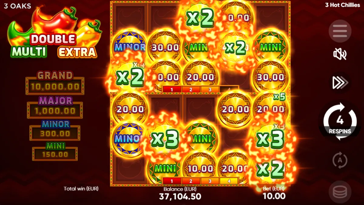 3 Hot Chillies Hrací automat 3 Hot Chillies s hořícími mincemi a jackpoty